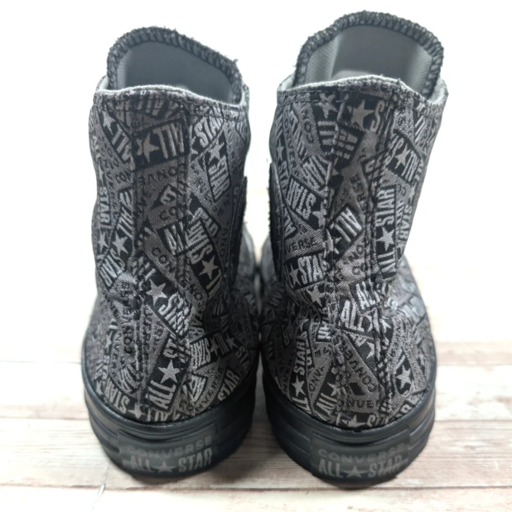 Converse Logo Play Black Mason High Top Sneakers Chuck Shoes Black Silver Men 9 - Picture 6 of 16